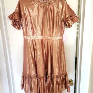 Country elegance XL ruffle rose gold dress.